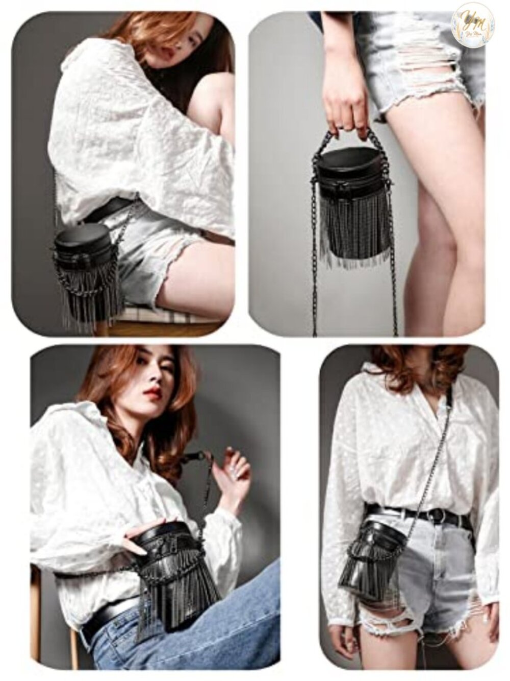 Vegan Leather Y2K Punk Tassel Bucket Bag Gothic Fringe Shoulder Crossbody - Picture 5 of 6